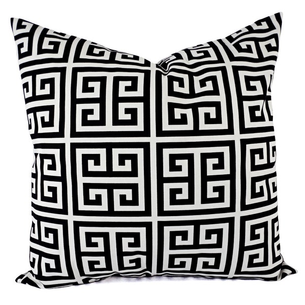 Decorative Pillow Covers - Two Black Geometric Throw Pillows - Greek Key Pillow Cover - Accent Pillow - 12x16 12x18 14x14 16x16 18x18 20x20