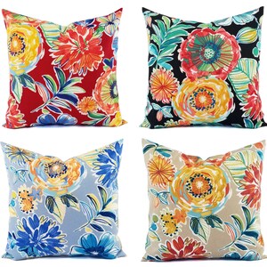 OUTDOOR Two Floral Pillow Covers Red Pillows Patio Pillow Covers Outdoor Pillow Covers Floral Throw Pillows Pillow Cover Custom image 7
