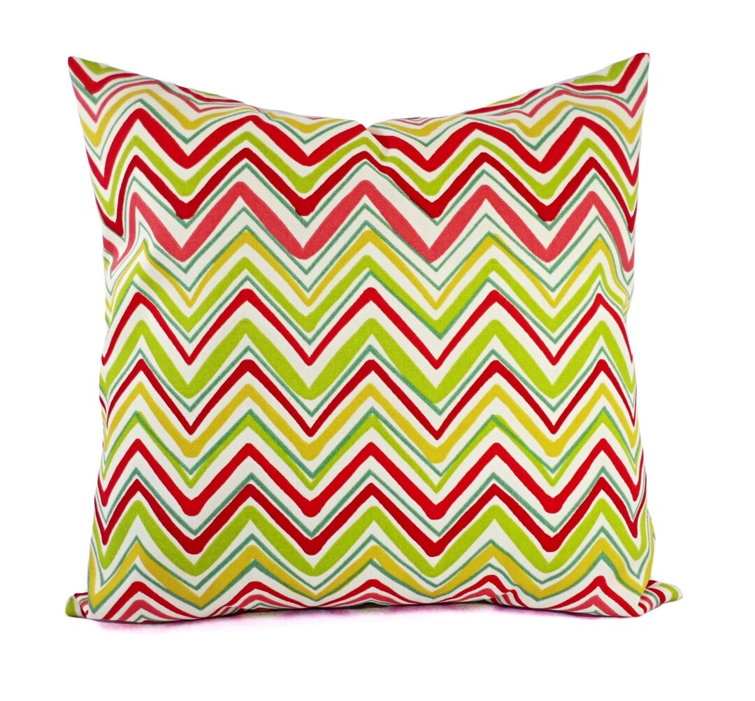 Two OUTDOOR Pillow Covers Pink and Green Pillows Patio Pillows Outdoor