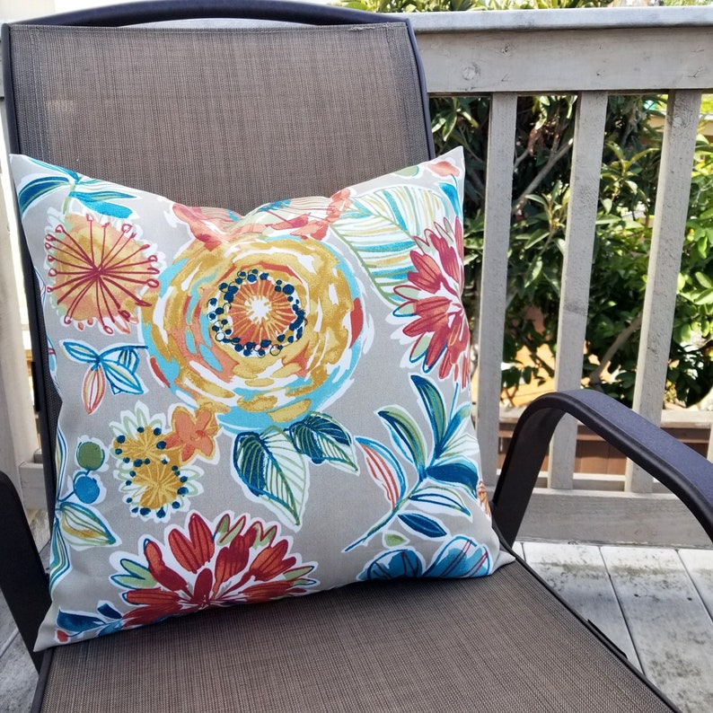 OUTDOOR Two Floral Pillow Covers Grey Pillows Patio Pillow Etsy
