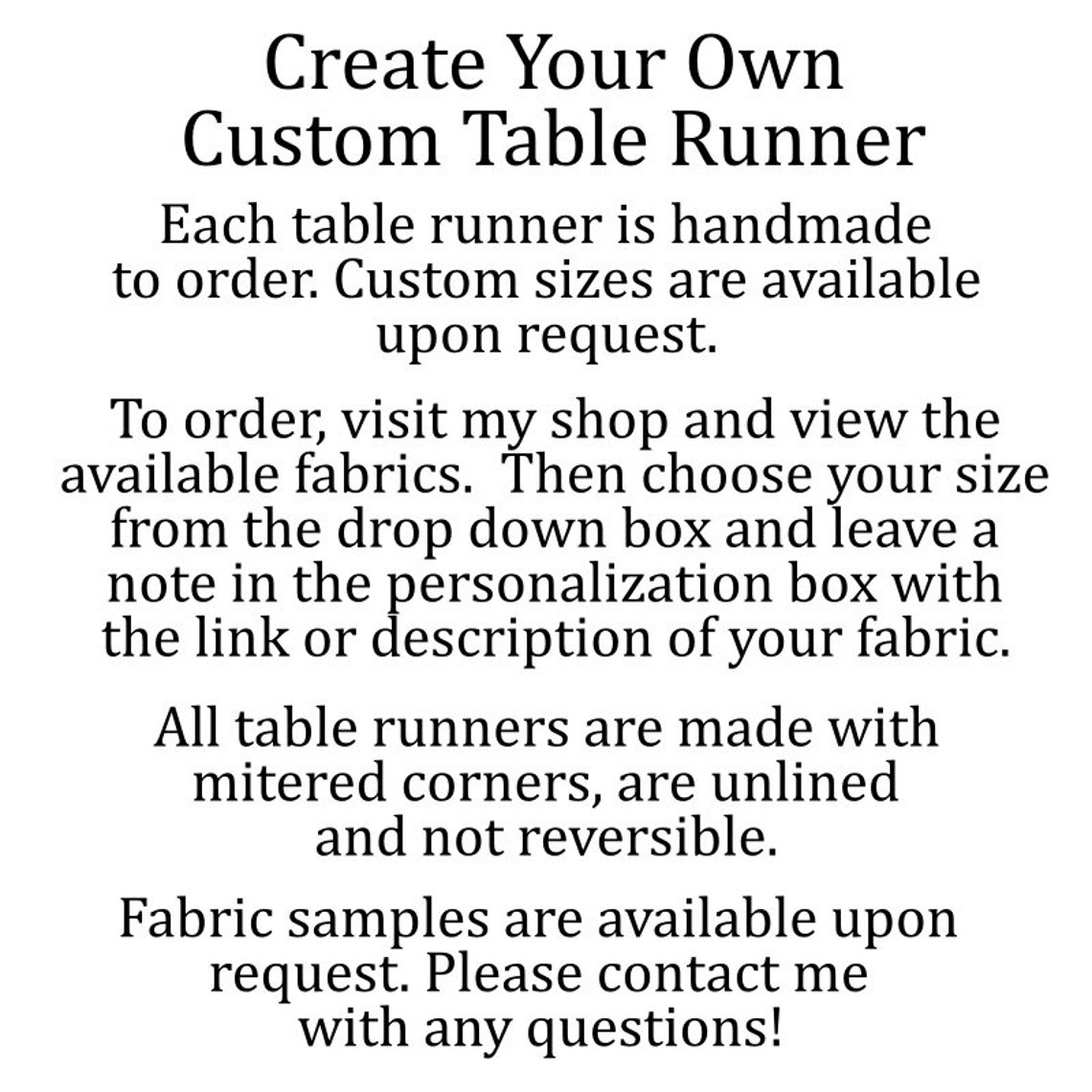 Custom Table Runner Custom Size Table Centerpiece Fabric Etsy