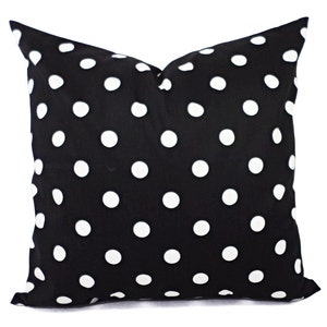 Two Black White Decorative Pillow Covers Two Black and White Pillows Polka Dot Pillows Pillow Shams Black Pillows White Polka Dot image 1