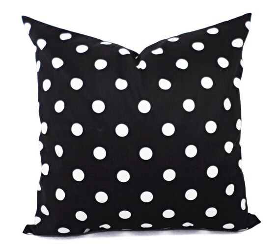 Two Black White Decorative Pillow Covers Two Black and White Pillows Polka Dot Pillows Pillow Shams Black Pillows White Polka Dot Etsy