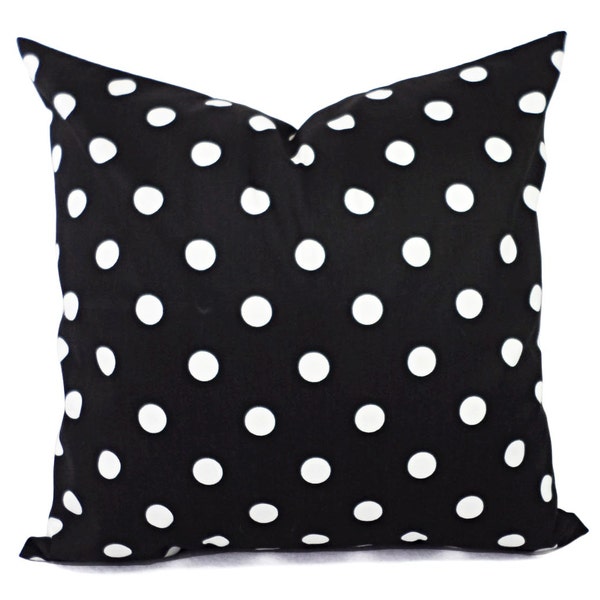 Two Black White Decorative Pillow Covers - Two Black and White Pillows - Polka Dot Pillows - Pillow Shams - Black Pillows - White Polka Dot