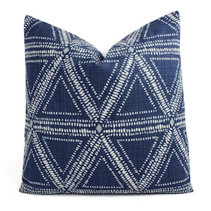 One Dark Blue Pillow Cover, Blue Pillow Sham, Geometric Pillow, Blue Throw Pillow, Navy Pillow Cover, Blue Couch Pillow, 16 x 16 18 x 18