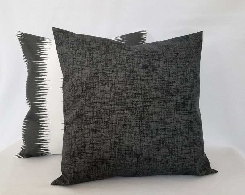 OUTDOOR Dark Grey Pillow Covers Solid Grey Pillows Grey Etsy