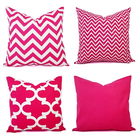 Hot Pink Couch Pillow Covers, Solid Hot Pink Outdoor Pillows