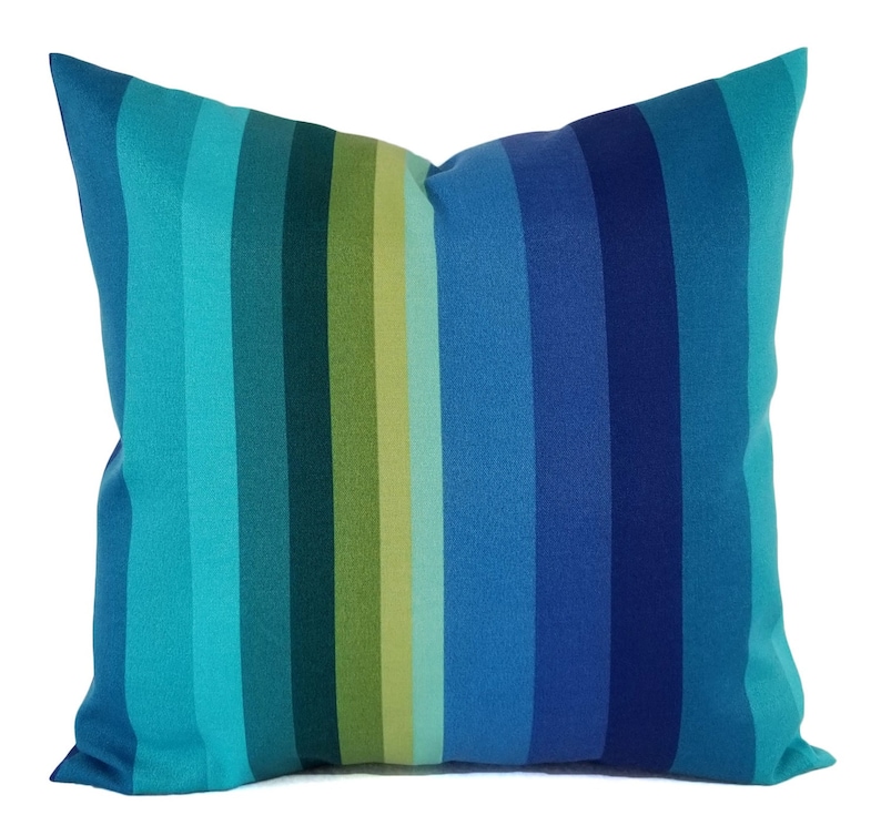 Two OUTDOOR Pillow Covers Blue Green Pillow Cover Blue Etsy