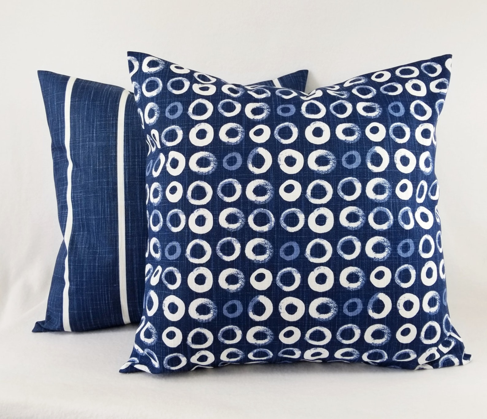 One Dark Blue and White Pillow Cover, Blue Pillow Cover, Modern Pillow
