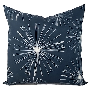 Two OUTDOOR Pillow Covers, Navy and White Pillow Cover, Navy Blue Throw Pillow Cover, Navy Euro Sham, Blue Sparks Pillow Patio Pillow