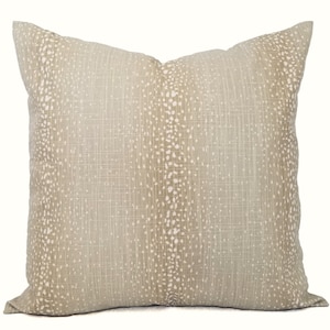 Two Decorative Pillow Covers, Tan Pillow Cover, Gold Pillow, Animal Print Pillow, Antelope Pillow, Camel Pillow, 26 x 26 Euro Sham Lumbar