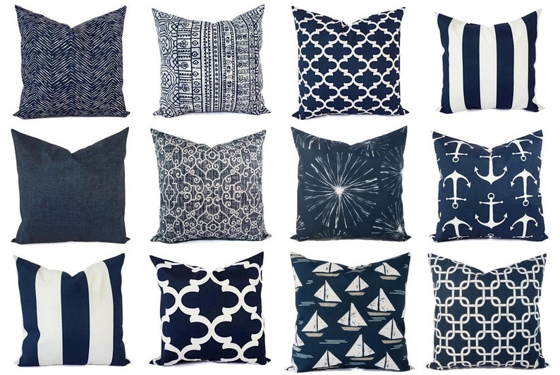 OUTDOOR Pillow - Navy Pillow Cover - Blue Throw Pillow Cover - Navy Outdoor Pillow - Decorative Pillow - Patio Pillow Sham - Blue Pillow