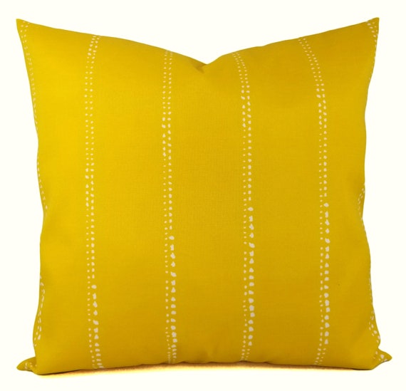 Two OUTDOOR Pillow Covers Yellow Pillow Cover Striped Etsy
