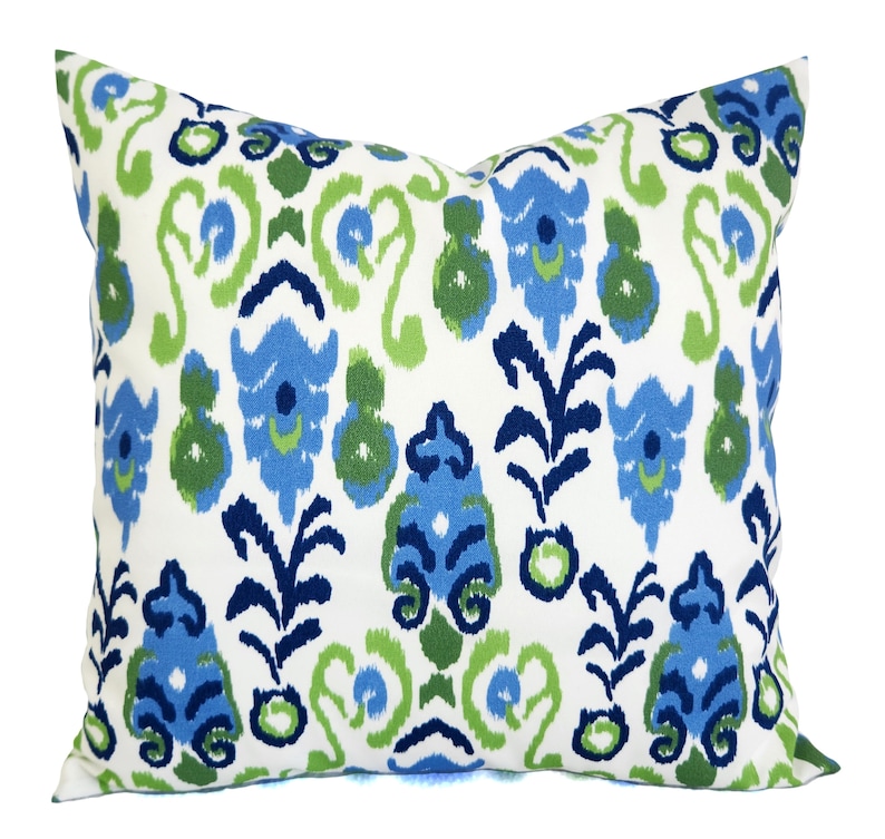 OUTDOOR Pillow Cover, Blue Pillow Cover, Green Throw Pillow, Blue and Green Pillow Sham, Blue Patio Pillow, Blue Outdoor Pillow Set, 16 x 16 5. Neda