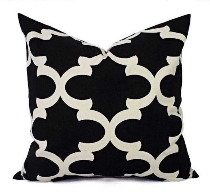 Black Throw Pillow Cover Black and Beige Pillow Euro Sham Etsy