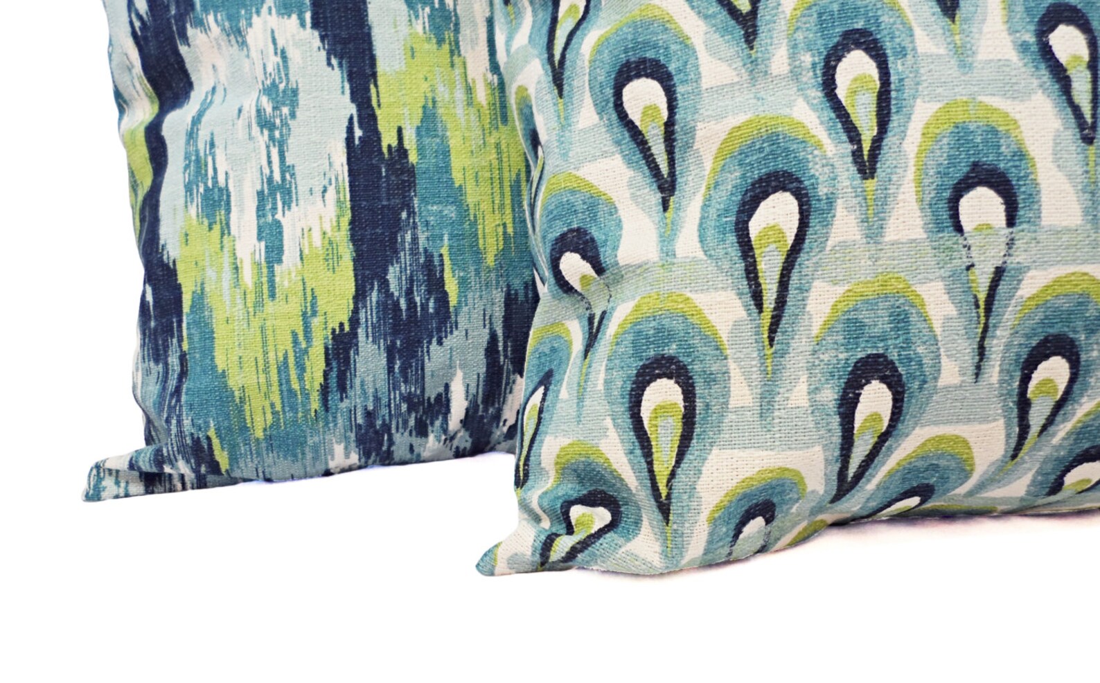 Blue Ikat Pillow Cover Blue and Green Ikat Pillow Cover Etsy