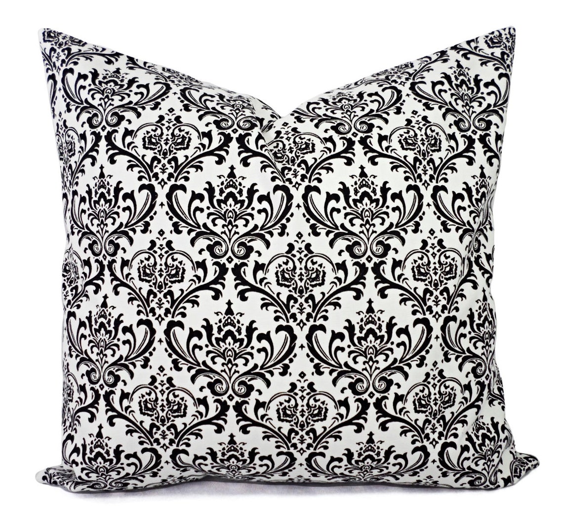 Two Black Pillow Covers Decorative Pillow Sham Damask Etsy