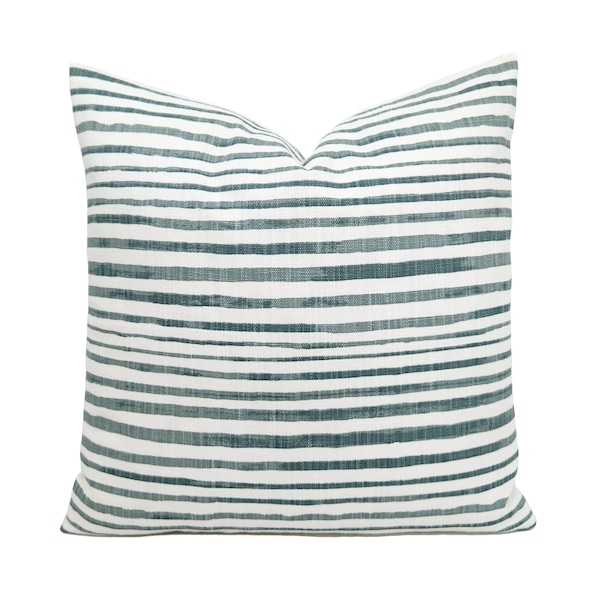 One Light Green Pillow Cover - One White and Green Throw Pillow Covers - Green Striped Pillow - Sage Green Pillow Covers Pillow Sham