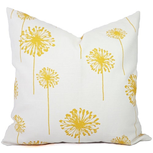 Two Yellow Decorative Throw Pillow Covers Yellow and White Etsy