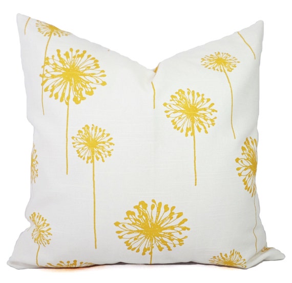 Two Yellow Decorative Throw Pillow Covers Yellow and White Etsy