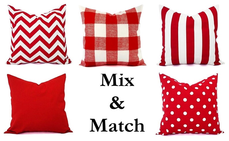 One Red Pillow Sham  Red Decorative Pillow  Red Pillow Cover image 1
