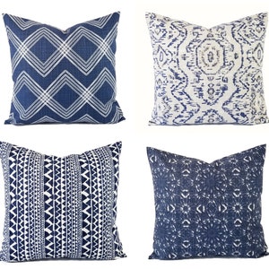 One Blue and White Pillow Cover, Blue Pillow Cover, Modern Pillow Sham, Blue Throw Pillow, Blue Custom Pillow Cover, Blue Accent Pillow