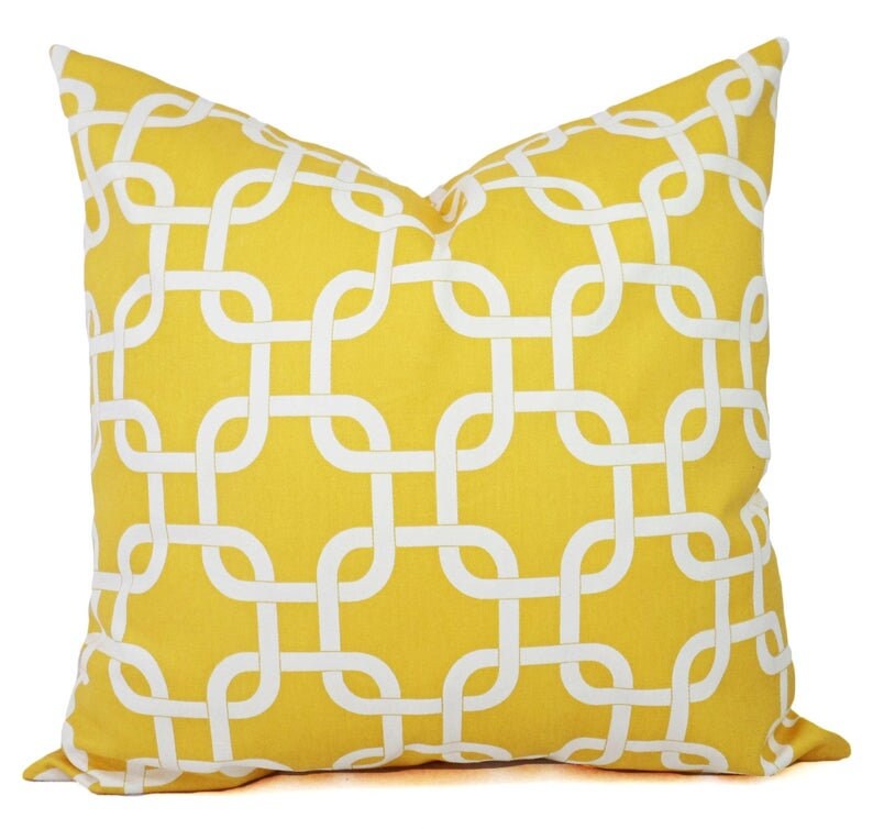 Yellow Pillow Cover Yellow and White Decorative Pillow Cover Etsy
