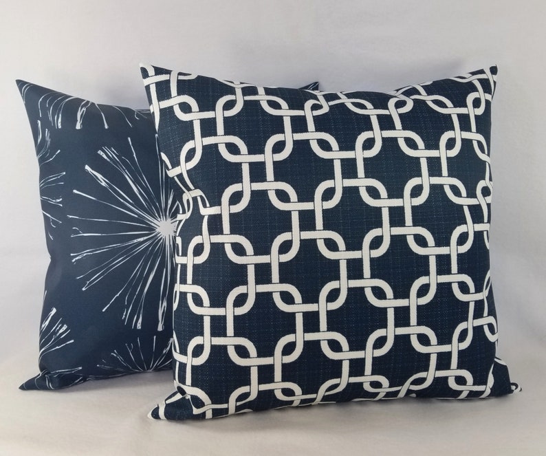 OUTDOOR Pillow Navy Pillow Cover Blue Throw Pillow Cover Navy Outdoor Pillow Decorative Pillow Patio Pillow Sham Blue Pillow image 5