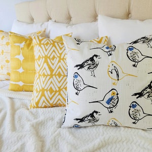 One Yellow Pillow Cover - Deep Yellow and White Decorative Pillow Cover - Yellow Pillow - Yellow Couch Pillow Cushion Cover Accent Pillow