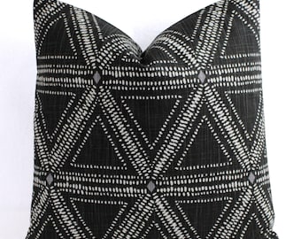 One Black Pillow Cover, Black and White Throw Pillow Covers, Geometric Pillow, Black Decorative Pillow Covers Pillow Sham Custom Pillows