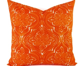 Two Outdoor Pillow Covers - Modern Pillow Cover - Deck Pillow - Pillow Sham - Water Resistant Pillow - Patio Pillow - Orange Throw Pillow