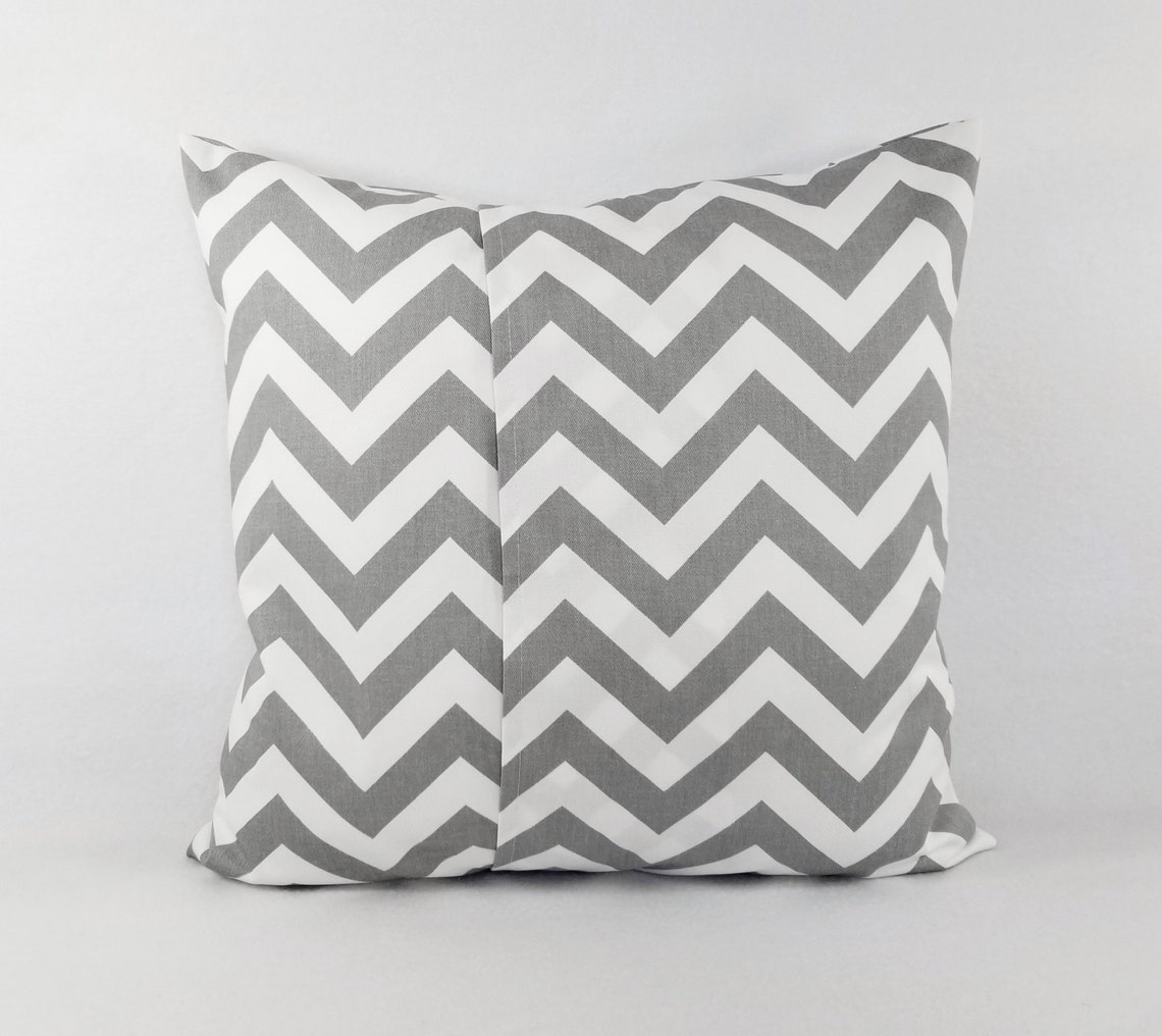 Two Grey Chevron Pillow Covers Grey and White Throw Pillows Etsy