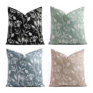 One Green Pillow Cover, Floral Pillow Sham, Green Throw Pillow, Green Decorative Pillow, Flower Pillow Cover, Zipper Pillow Cover image 10