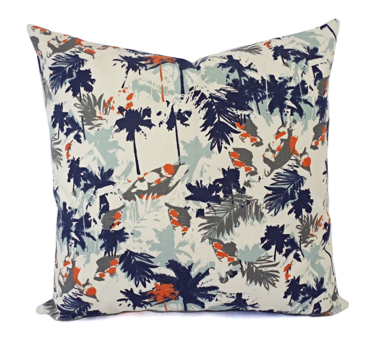 Orange Blue Pillow Cover Orange Pillow Cover Palm Tree | Etsy
