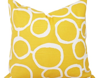 Yellow Throw Pillow Covers, Two Yellow Decorative Pillow Covers, Yellow Couch Pillows Cushion Cover, Yellow Freehand