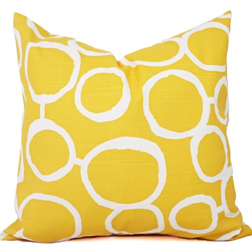 Two Yellow Decorative Throw Pillow Covers Yellow and White Etsy