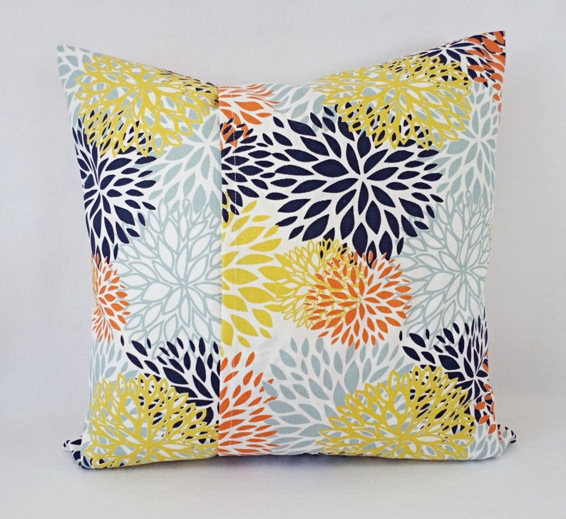 Orange Blue Pillow Cover Orange Pillow Cover Floral Etsy