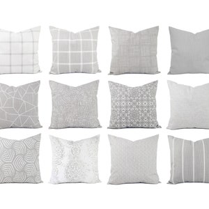 One Warm Grey Pillow Cover, Grey and White Throw Pillow, Decorative Pillow, Grey Euro Sham, Grey Pillow, Couch Pillow Grey Pillow Sham