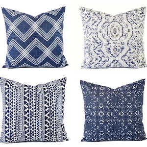 One Blue and White Pillow Cover - Blue Pillow Cover - Modern Pillow Sham - Blue Throw Pillow - Blue Custom Pillow Covers Blue Accent Pillow