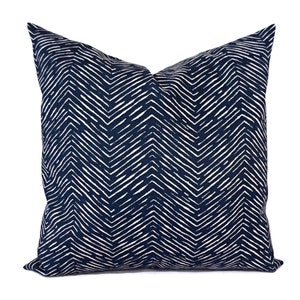 Two OUTDOOR Pillows - Navy and White Pillow Cover - Navy Blue Throw Pillow Cover - Navy Lumbar Pillow - Blue Chevron Pillow - Patio Pillow