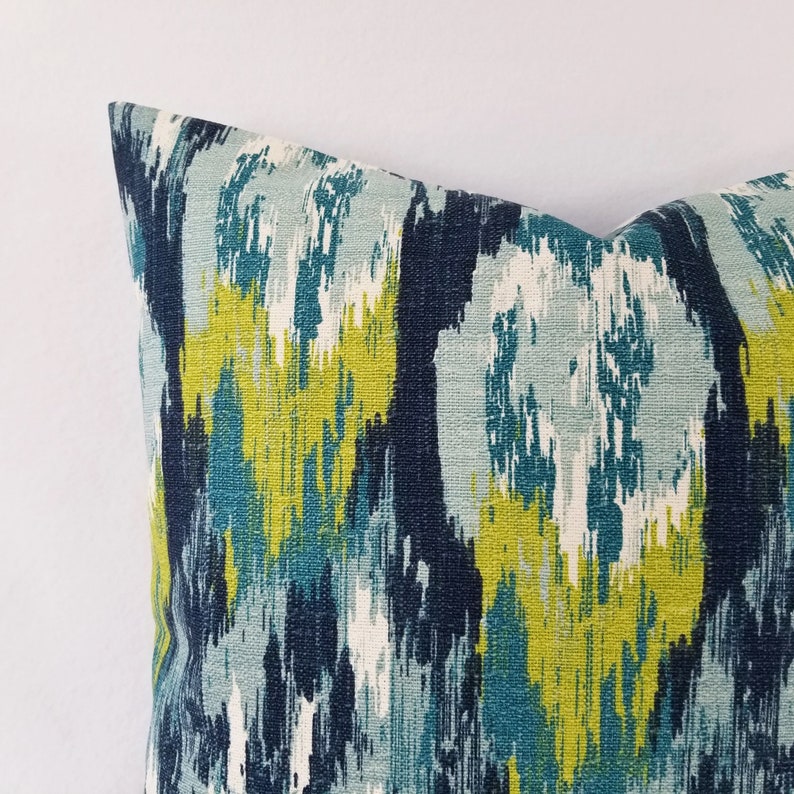 Throw Pillow Covers Two Blue and Green Ikat Covers Blue Etsy