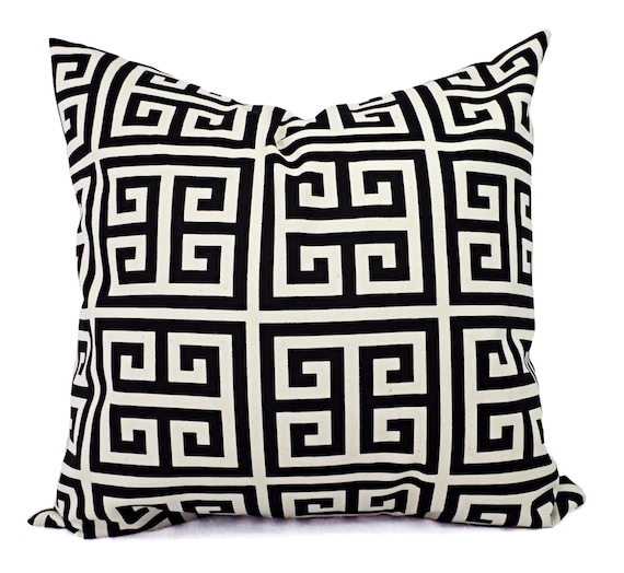 Two Black Pillow Covers Black Greek Key Decorative Pillows Etsy