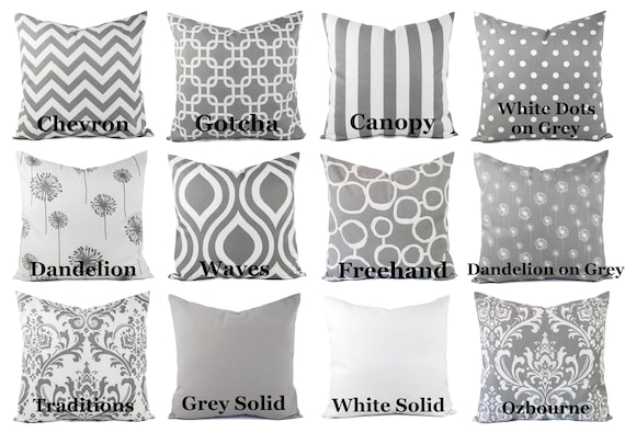 Grey Pillow Covers Grey and White Throw Pillows Decorative Pillows Grey  Euro Sham Grey Pillows Grey Couch Pillows Grey Pillow Sham 