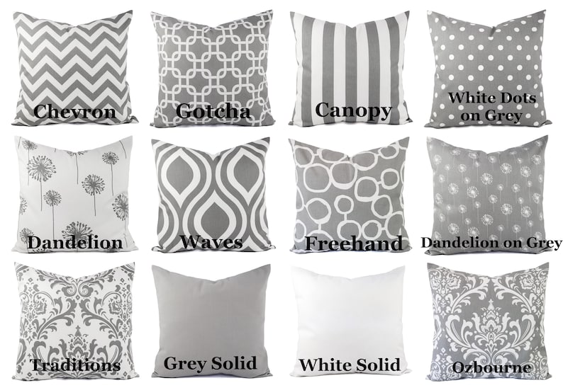 Grey Pillow Covers Grey and White Throw Pillows Decorative - Etsy