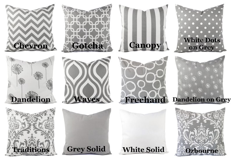 Grey Pillow Covers Grey and White Throw Pillows Decorative Etsy