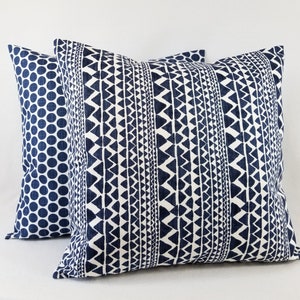 One Blue and White Pillow Cover Blue Pillow Cover Modern Pillow Sham Blue Throw Pillow Blue Custom Pillow Covers Blue Accent Pillow image 8