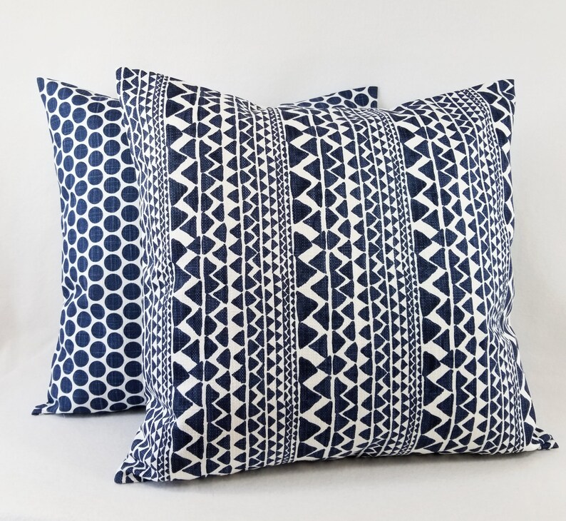 One Blue and White Pillow Cover Blue Pillow Cover Modern Pillow Sham Blue Throw Pillow Blue Custom Pillow Covers Blue Accent Pillow image 8