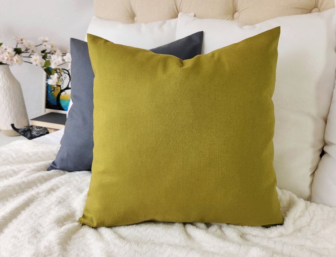 Solid Green Decorative Pillow Cover, Camo Green Pillow Cover, Linen