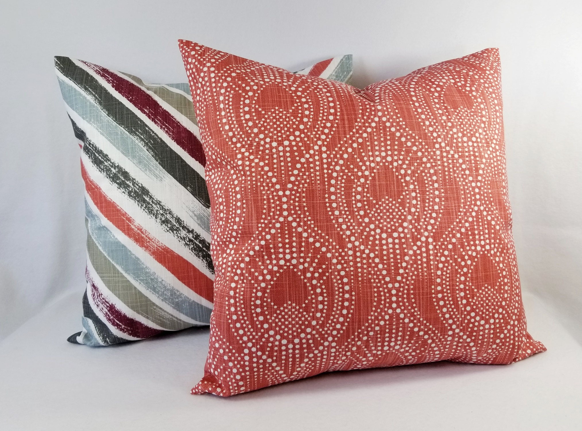 Red Pillow Cover Red Grey Pillow Cover Red Throw Pillow Etsy