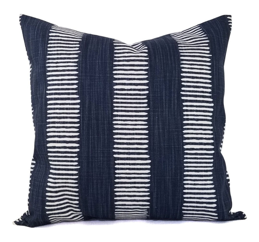 Two Dark Blue Pillow Covers, Blue Stripe Pillow, Navy Striped Pillow